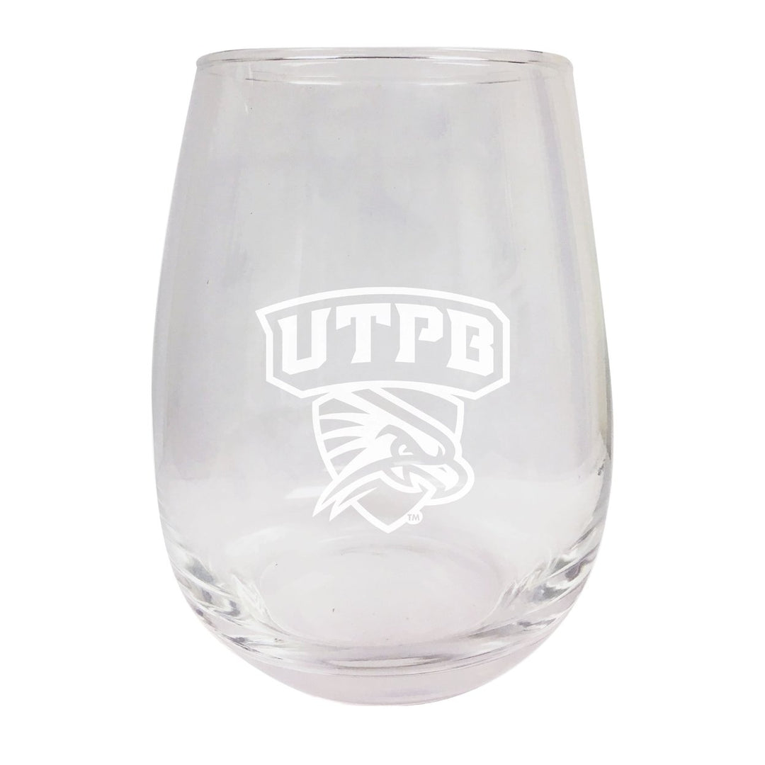 University of Texas of the Permian Basin NCAA 15 oz Laser-Engraved Stemless Wine Glass - Perfect for Alumni and Fans Image 1