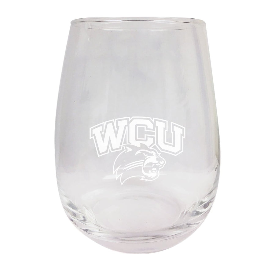 Western Carolina University NCAA 15 oz Laser-Engraved Stemless Wine Glass - Perfect for Alumni and Fans Image 1