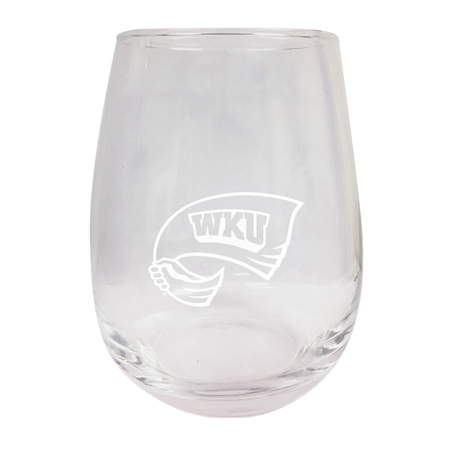 Western Kentucky Hilltoppers Etched Stemless Wine Glass Image 1