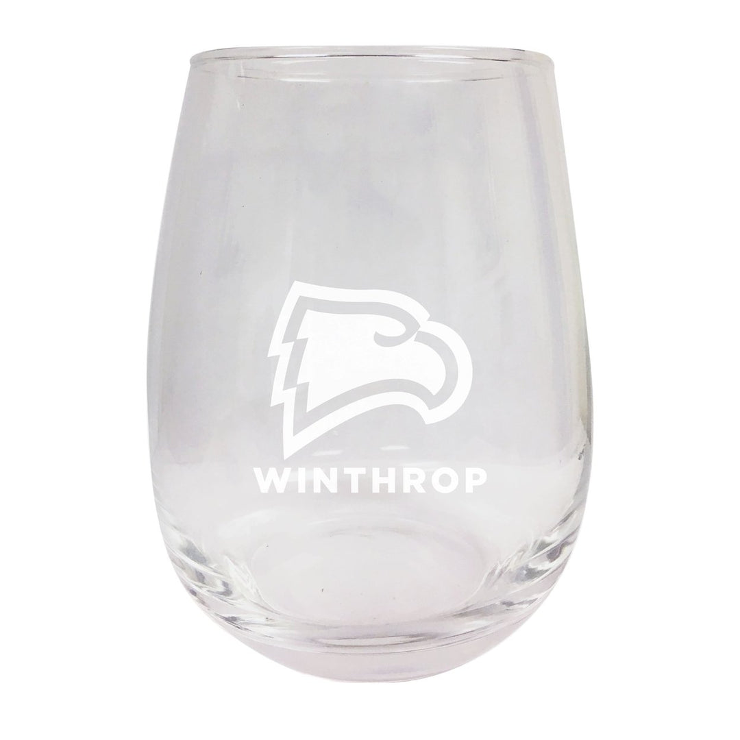 Winthrop University NCAA 15 oz Laser-Engraved Stemless Wine Glass - Perfect for Alumni and Fans Image 1