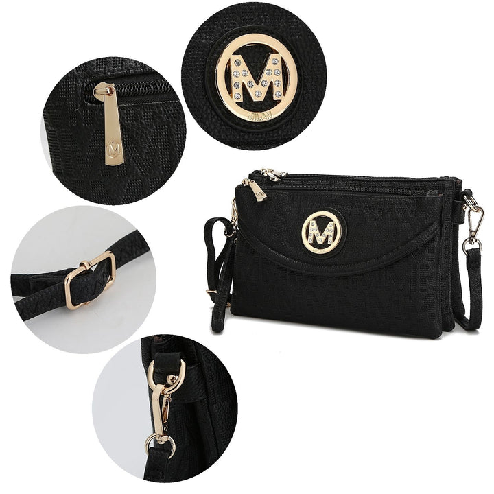 MKF Collection Multi Compartments Becky Shoulder Bag M Signature Crossbody Wristlet by Mia K. Image 4