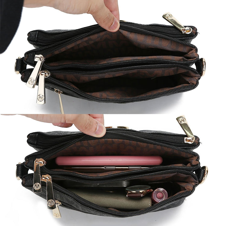 MKF Collection Multi Compartments Becky Shoulder Bag M Signature Crossbody Wristlet by Mia K. Image 9