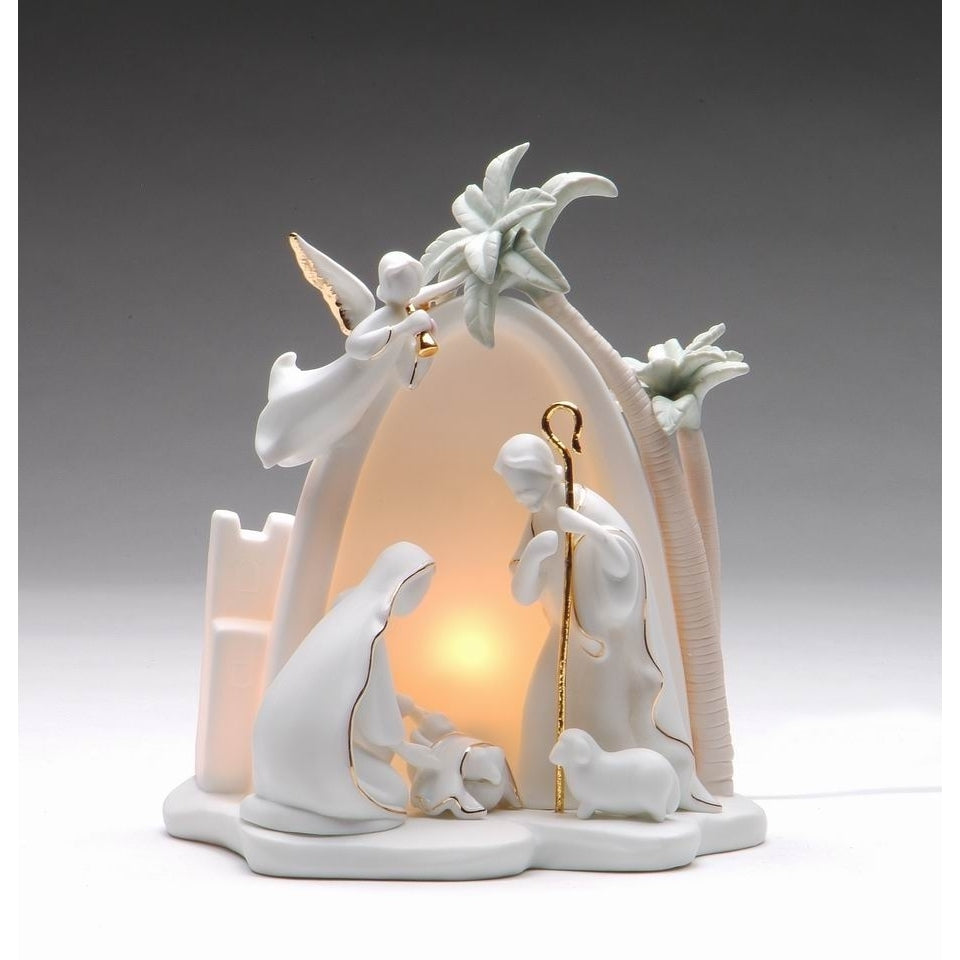 Ceramic Holy Family Nativity Nightlight 6x5x7.5 Religious Gift Image 3