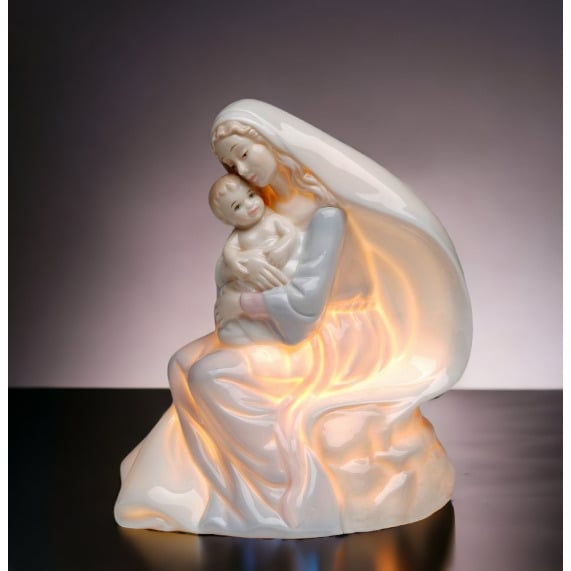 Ceramic Madonna With Baby Nightlight 5x6x7 Home Gift Baptism Image 2