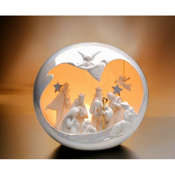 Ceramic Large Globe Nativity Scene Nightlight 10 Inch Home Gift Image 2