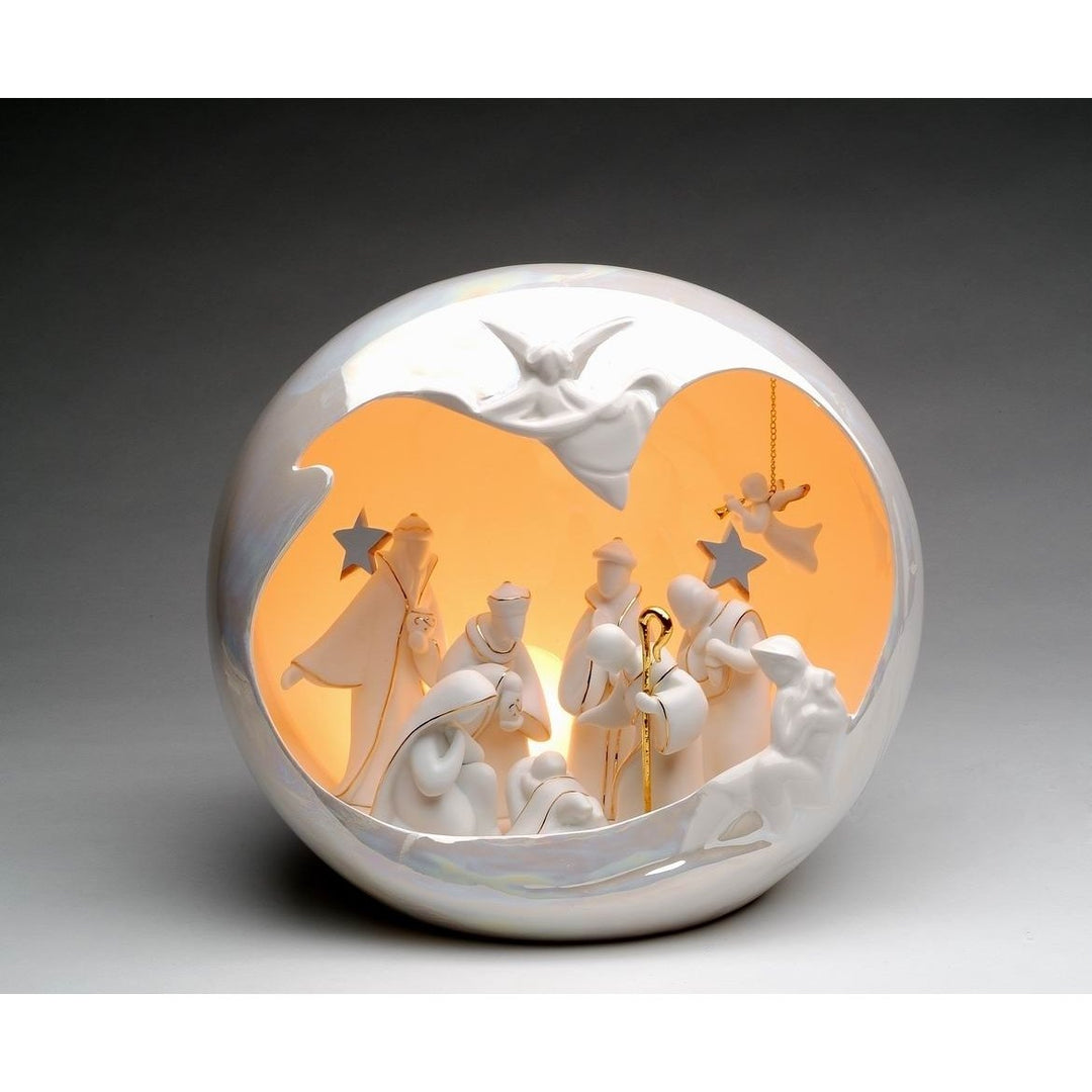 Ceramic Large Globe Nativity Scene Nightlight 10 Inch Home Gift Image 3