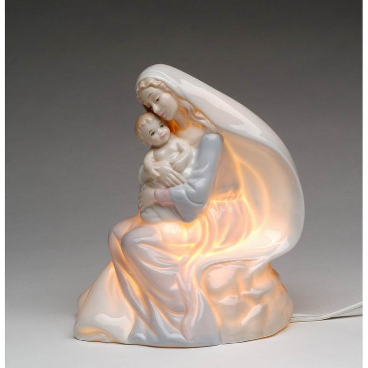 Ceramic Madonna With Baby Nightlight 5x6x7 Home Gift Baptism Image 3