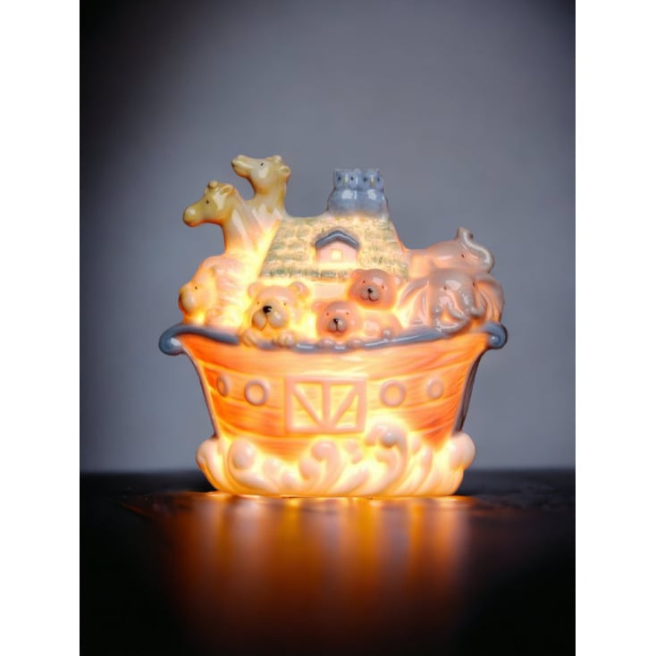 Noahs Ark Ceramic Plug-In Night Light 4.5" Religious Gift Nursery Image 1