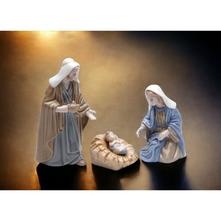 Ceramic Mini Holy Family Nativity Set 3 Pieces 2-4 Inch Gift Image 1