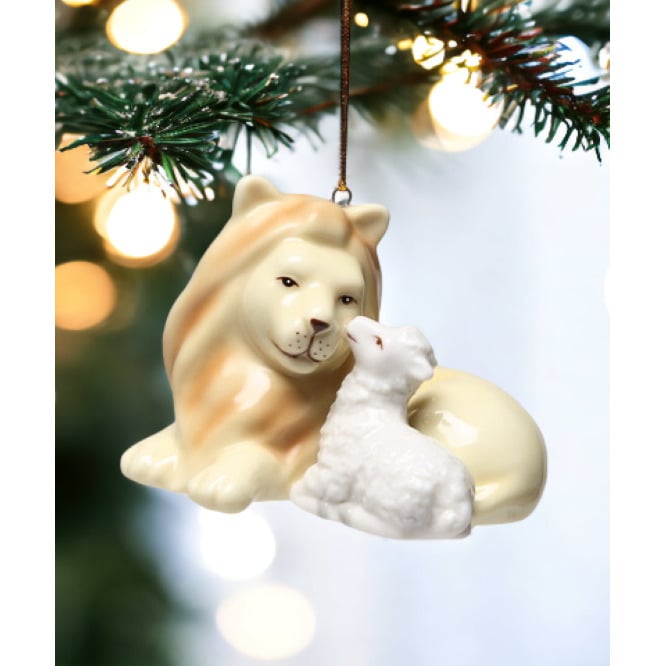 Ceramic Lion and Lamb Peace Ornament 2 7/8"  Mom Christmas Image 2