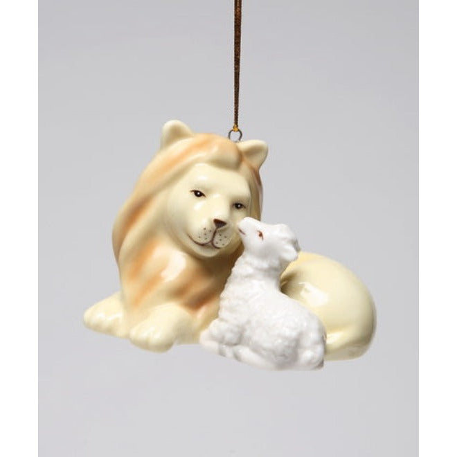 Ceramic Lion and Lamb Peace Ornament 2 7/8"  Mom Christmas Image 3