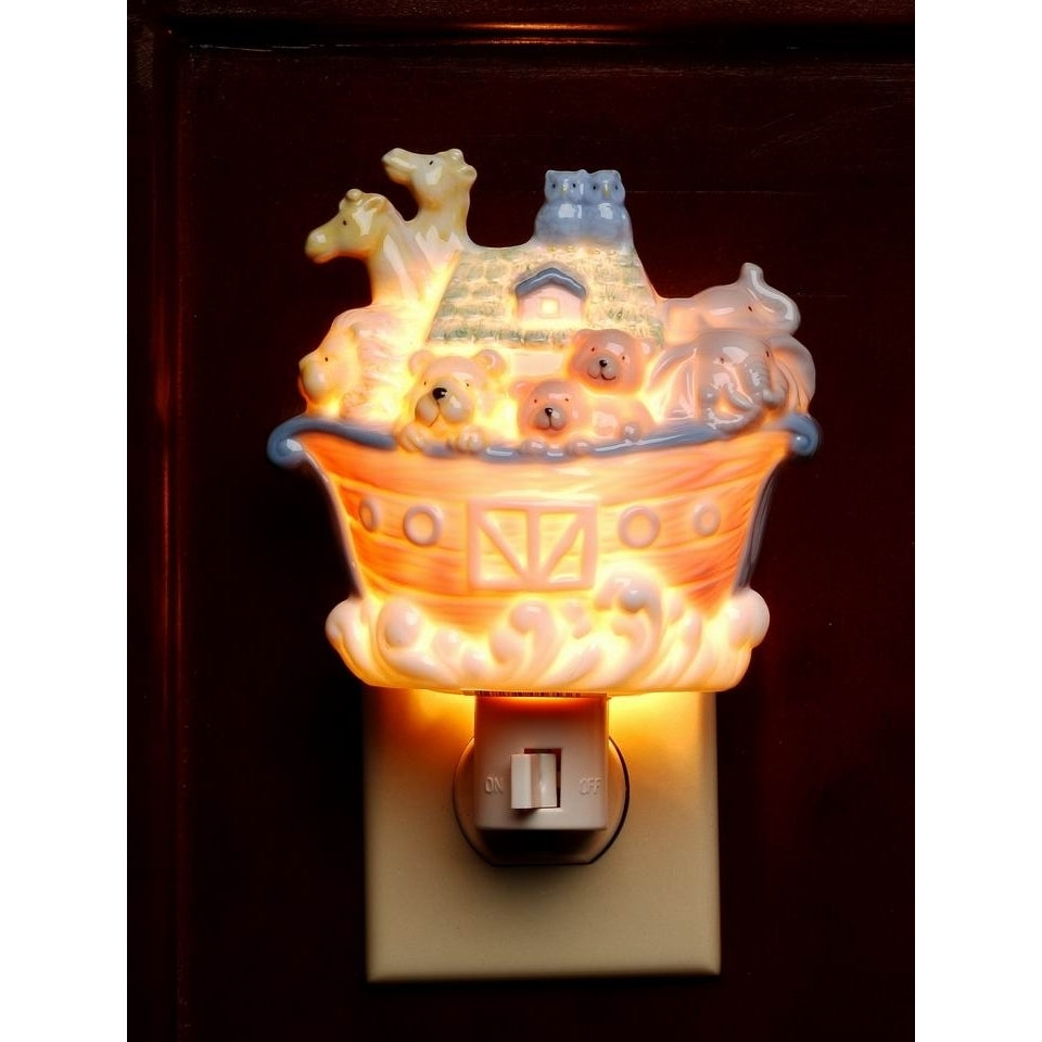 Noahs Ark Ceramic Plug-In Night Light 4.5" Religious Gift Nursery Image 3