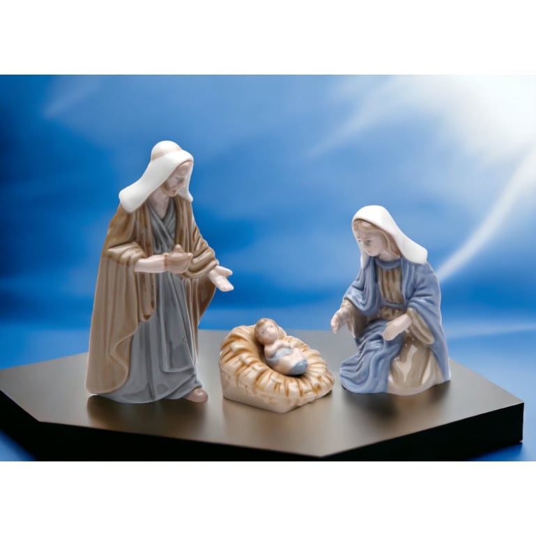 Ceramic Mini Holy Family Nativity Set 3 Pieces 2-4 Inch Gift Image 2