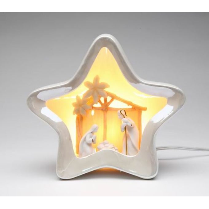 Ceramic Star Shape Nativity Night Light 7.375in Religious Image 3