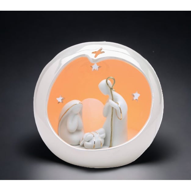 Ceramic Holy Family Nativity Nightlight 6.25in Gift Baptism Image 2