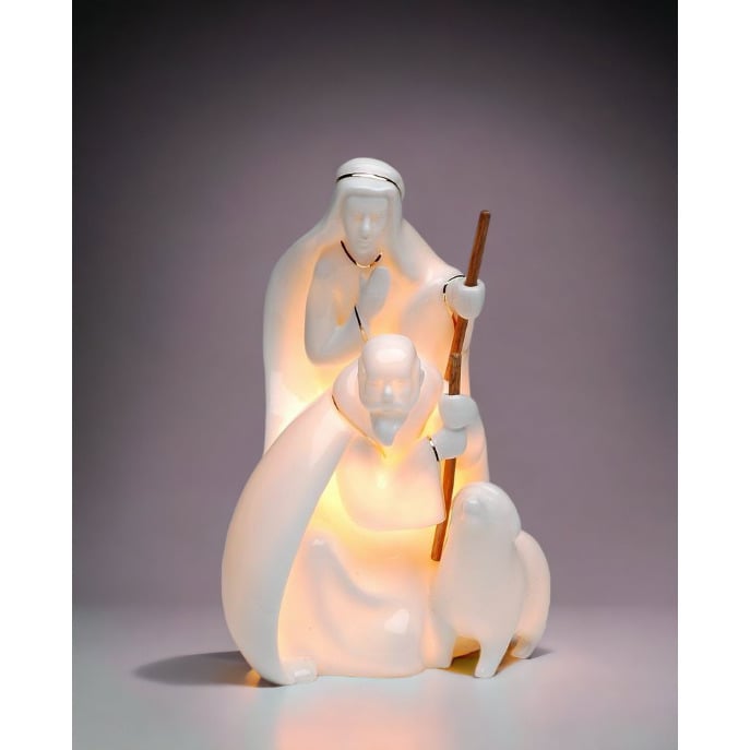 Ceramic Shepherds Night Light 8in Religious Baptism Image 2