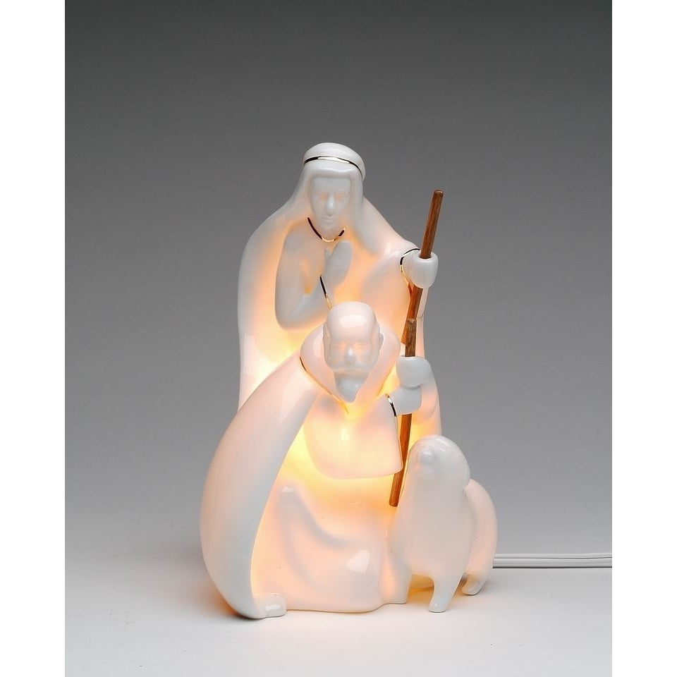 Ceramic Shepherds Night Light 8in Religious Baptism Image 3