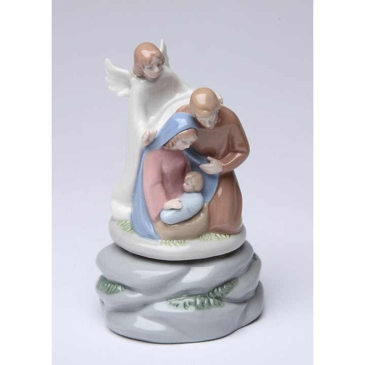 Ceramic Holy Family Nativity Musical Box 6.3x5.9 Religious Gift Image 3