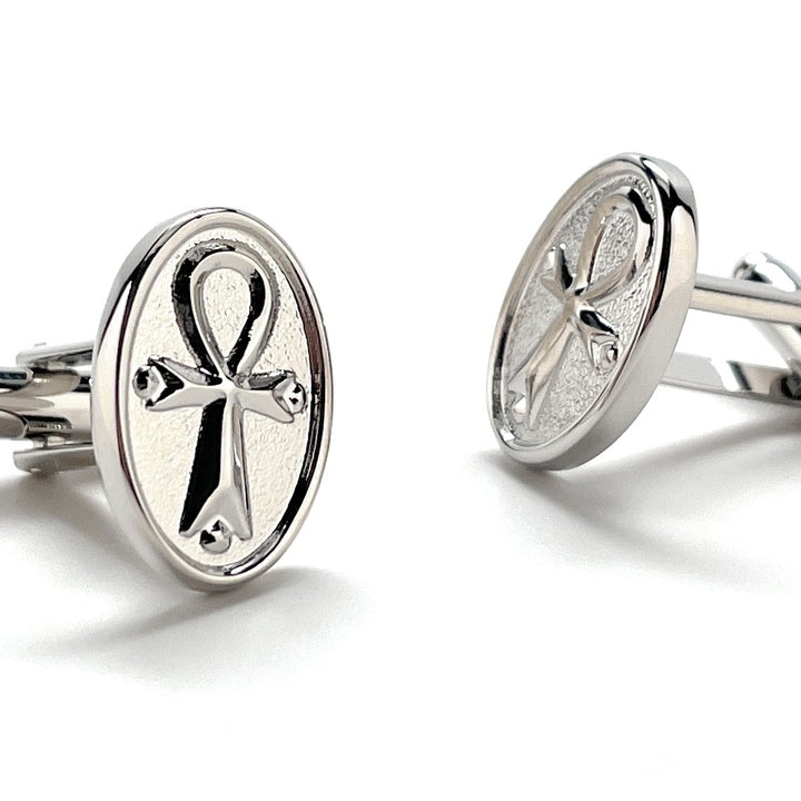 Cufflinks Egyptian Ankh Symbol SilverCuff Links Great Rulers of Egypt Pharaoh Cuffs Signifying Life Image 2