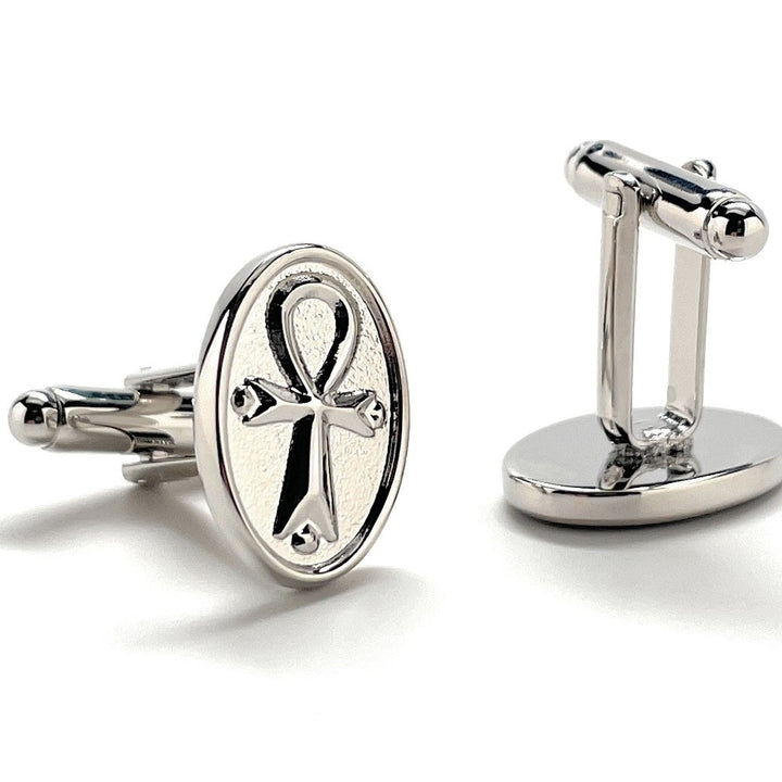 Cufflinks Egyptian Ankh Symbol SilverCuff Links Great Rulers of Egypt Pharaoh Cuffs Signifying Life Image 3