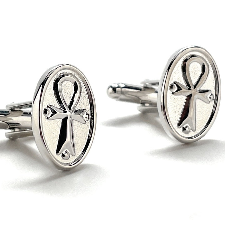 Cufflinks Egyptian Ankh Symbol SilverCuff Links Great Rulers of Egypt Pharaoh Cuffs Signifying Life Image 4