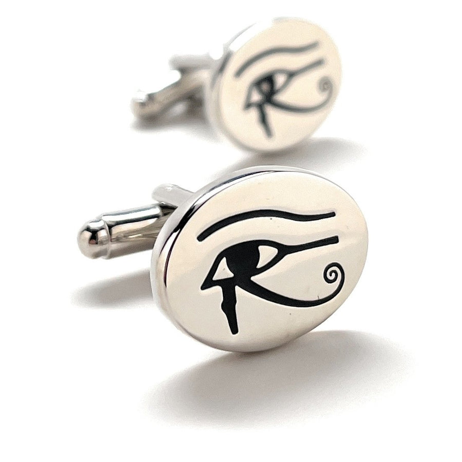 Cufflinks Egyptian Eye of Ra Symbol Silver Cuff Links Great Rulers of Egypt Pharaoh Cuffs Feminine Counterpart to the Image 1