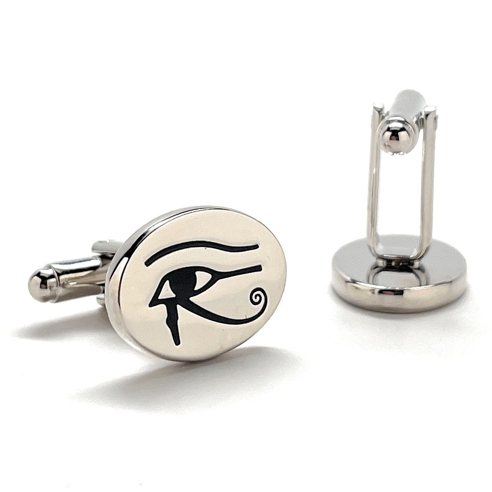 Cufflinks Egyptian Eye of Ra Symbol Silver Cuff Links Great Rulers of Egypt Pharaoh Cuffs Feminine Counterpart to the Image 3