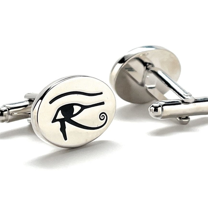 Cufflinks Egyptian Eye of Ra Symbol Silver Cuff Links Great Rulers of Egypt Pharaoh Cuffs Feminine Counterpart to the Image 4