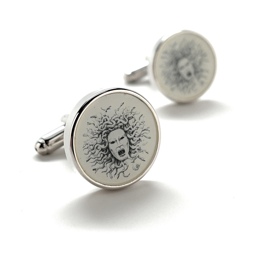 Medusa Cufflinks Greek Mythology Gorgo Snake Head Woman Snake Hair Cuff Links Onlookers to Stone Classical Antiquity Image 1