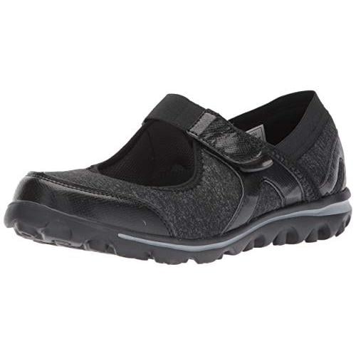 Propet Women's Onalee Mary Jane Flat  GREY/BLACK Image 1