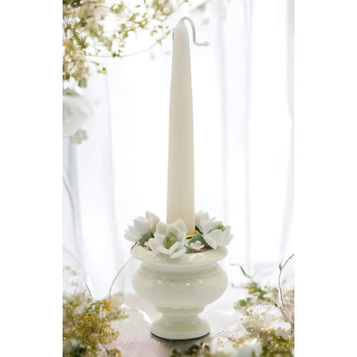 Kevins Gift Shoppe Ceramic Magnolia Flower Pedestal Candle Holder Candle NOT Included Image 1