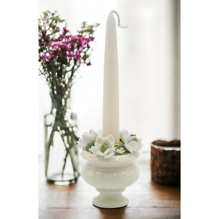 Kevins Gift Shoppe Ceramic Magnolia Flower Pedestal Candle Holder Candle NOT Included Image 2