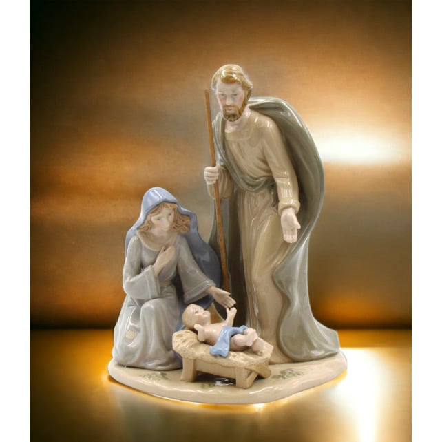 Ceramic Holy Family Nativity Figurine 8.1" Religious Image 1