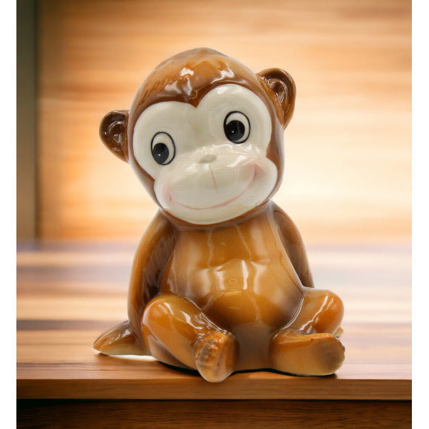 Hand Painted Ceramic Monkey Piggy BankHome DcorKids Room Decor Image 1