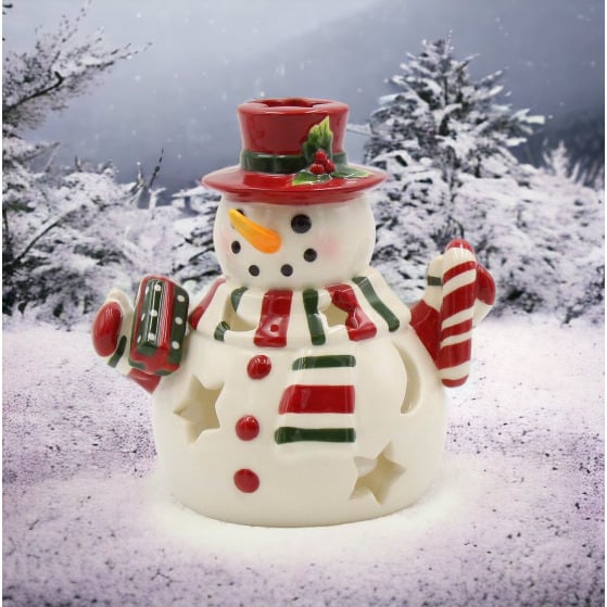 Christmas Snowman Tealight Candle Holder 5.6x4.1x5.5 Image 2