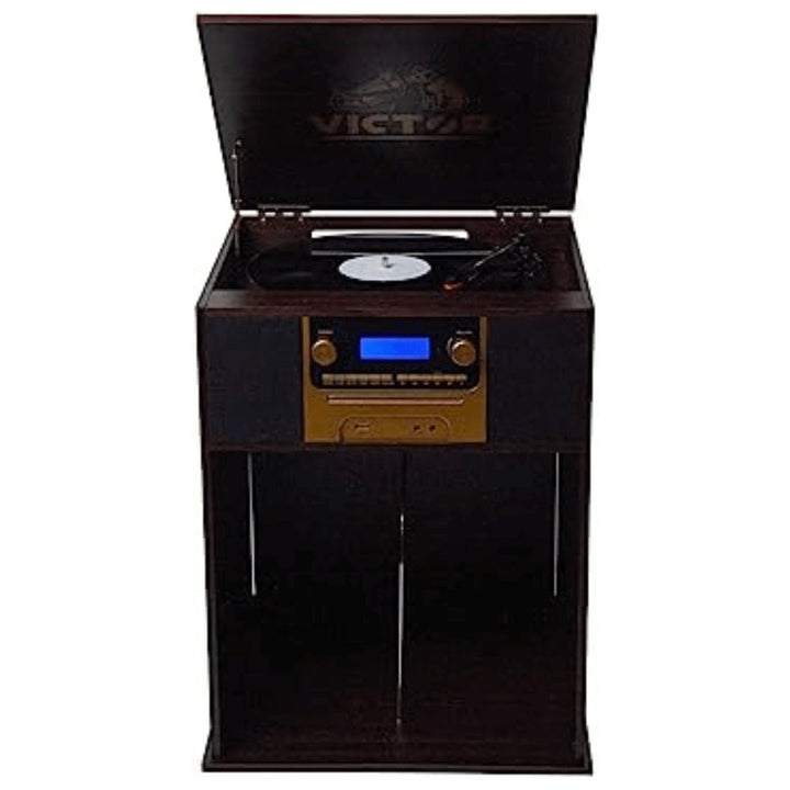 Victor Boyleston 7-in-1 3-Speed Turntable Music Center w Album Storage and USB Port Image 3