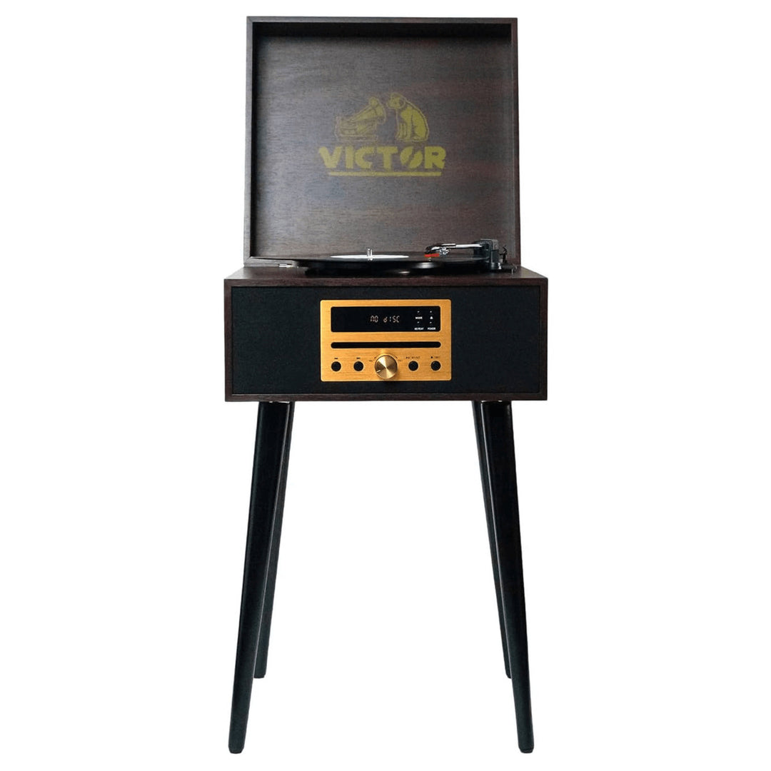 Victor Newbury 8-in-1 Music Center w Chair-Height LegsUSB Slot and AM FM Radio Image 3