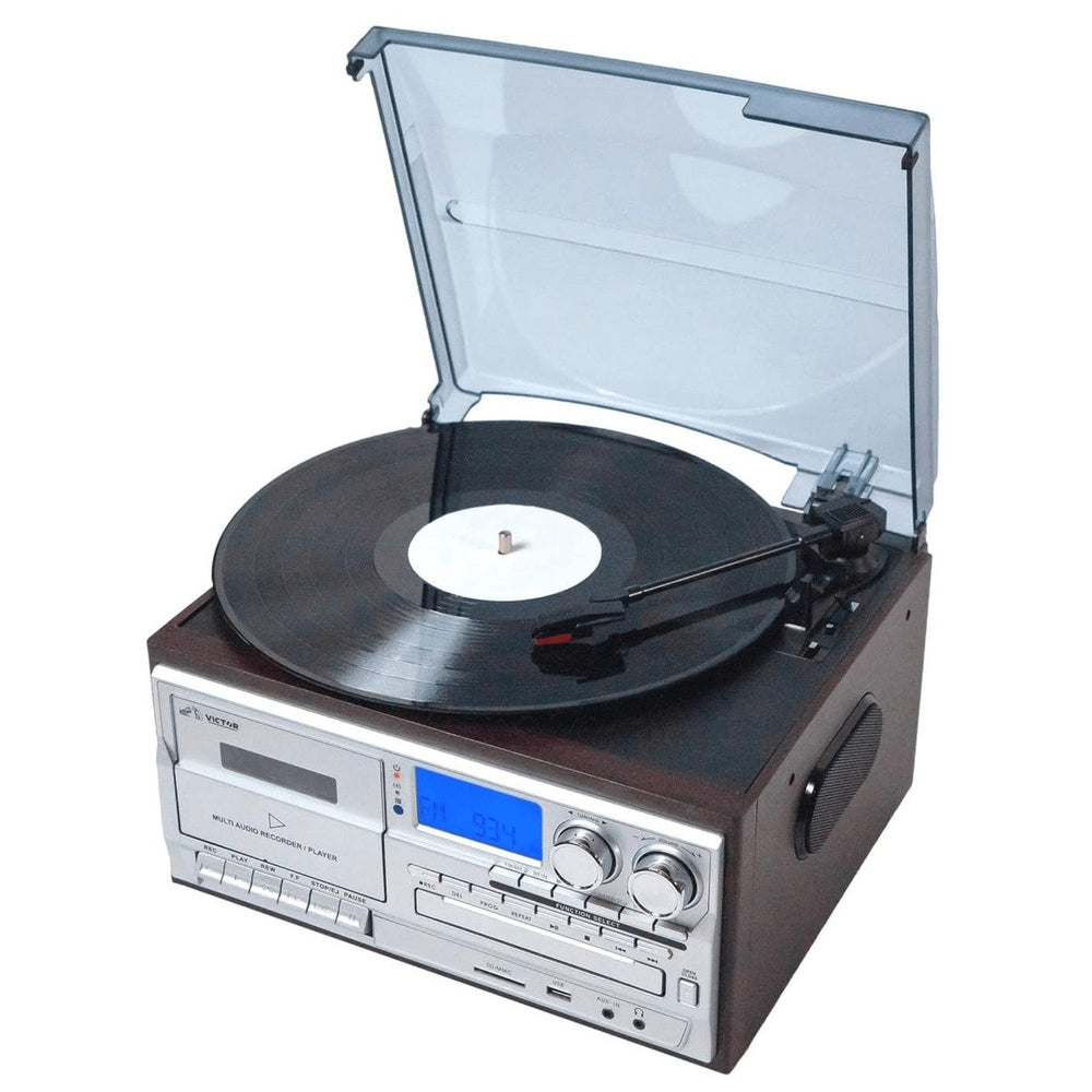 Victor Cosmopolitan 8-in-1 Turntable Music Center with Bluetooth USB and Cassette Image 2