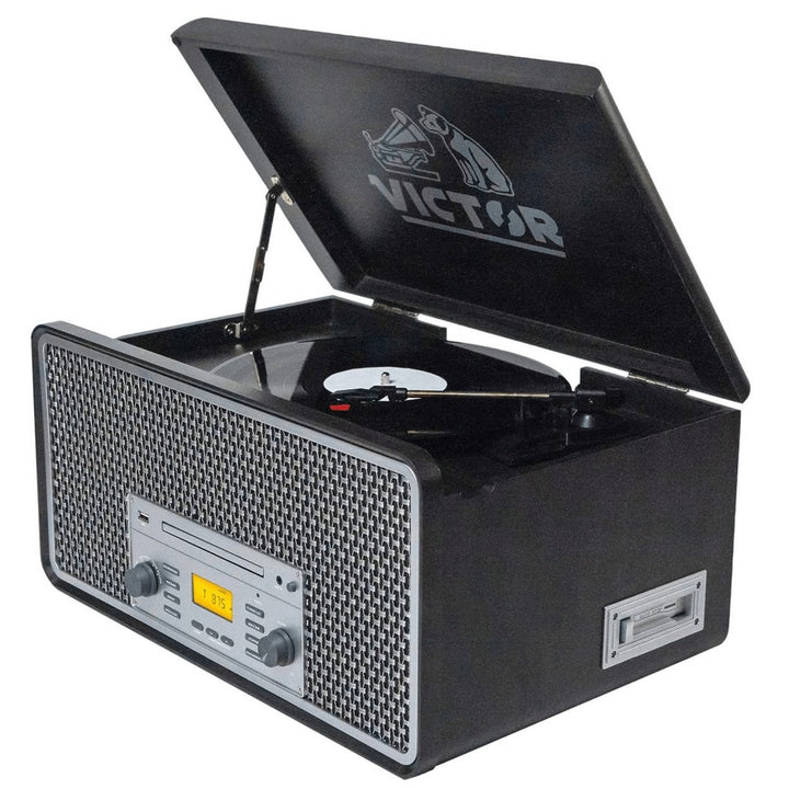 Victor Monument 8-in-1 Wood Music Center with 3-Speed Turntable and Dual Bluetooth Image 3