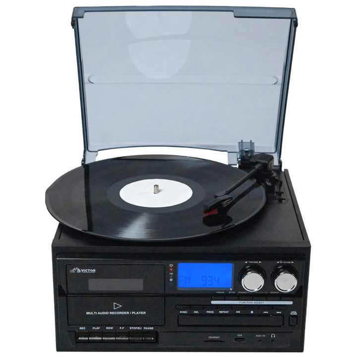 Victor Cosmopolitan 8-in-1 Turntable Music Center with Bluetooth USB and Cassette Image 3