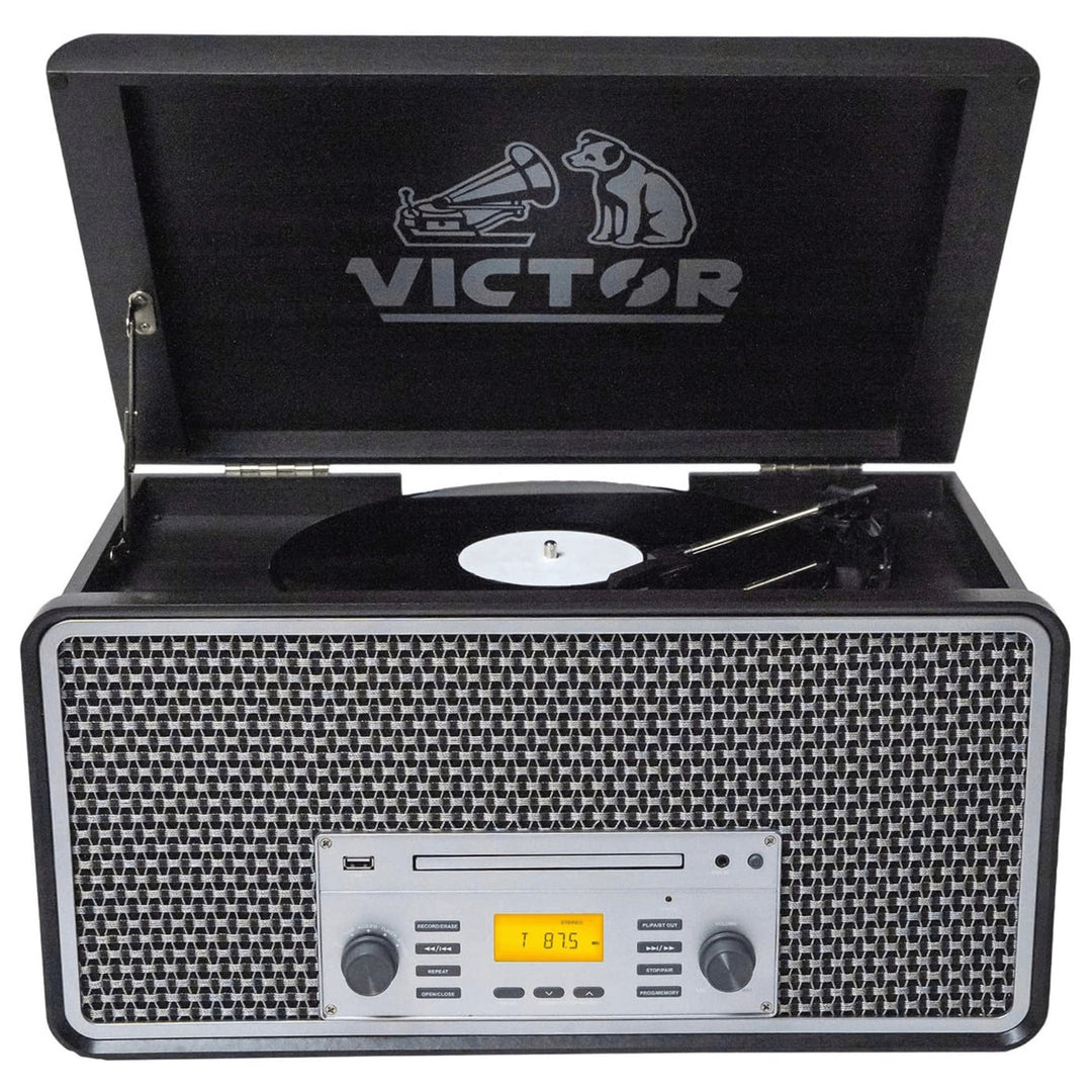 Victor Monument 8-in-1 Wood Music Center with 3-Speed Turntable and Dual Bluetooth Image 4