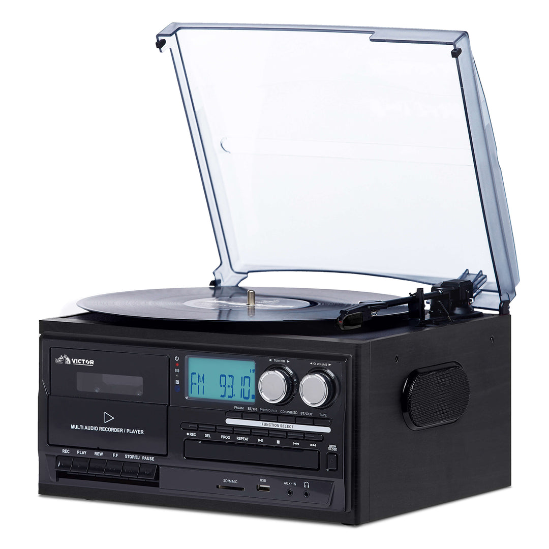 Victor Cosmopolitan 8-in-1 Turntable Music Center with Bluetooth USB and Cassette Image 6