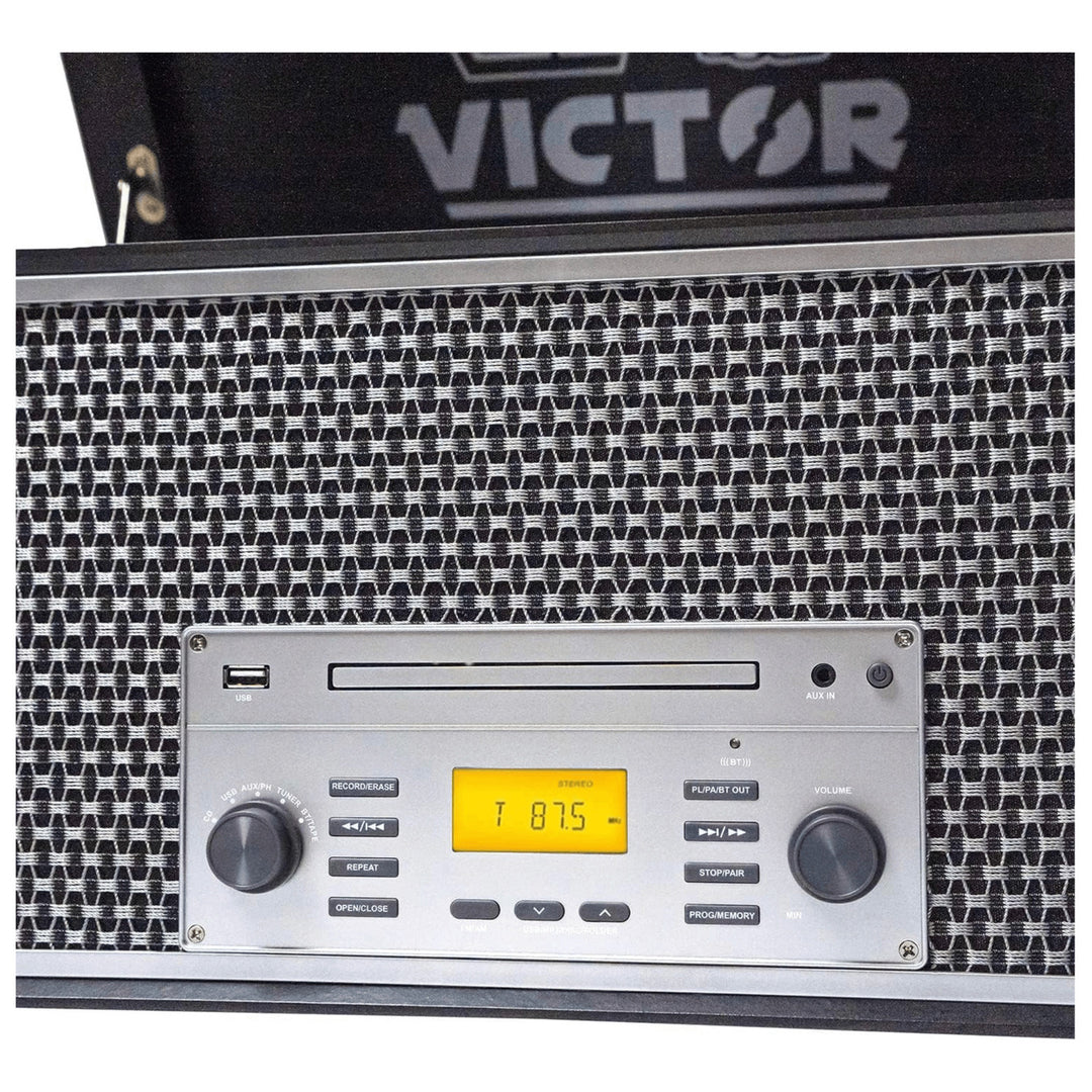 Victor Monument 8-in-1 Wood Music Center with 3-Speed Turntable and Dual Bluetooth Image 8