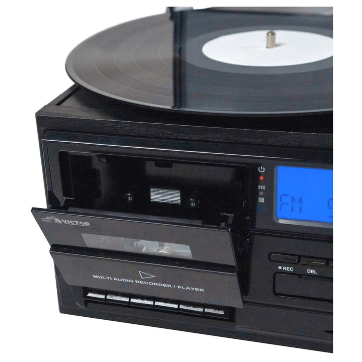 Victor Cosmopolitan 8-in-1 Turntable Music Center with Bluetooth USB and Cassette Image 11