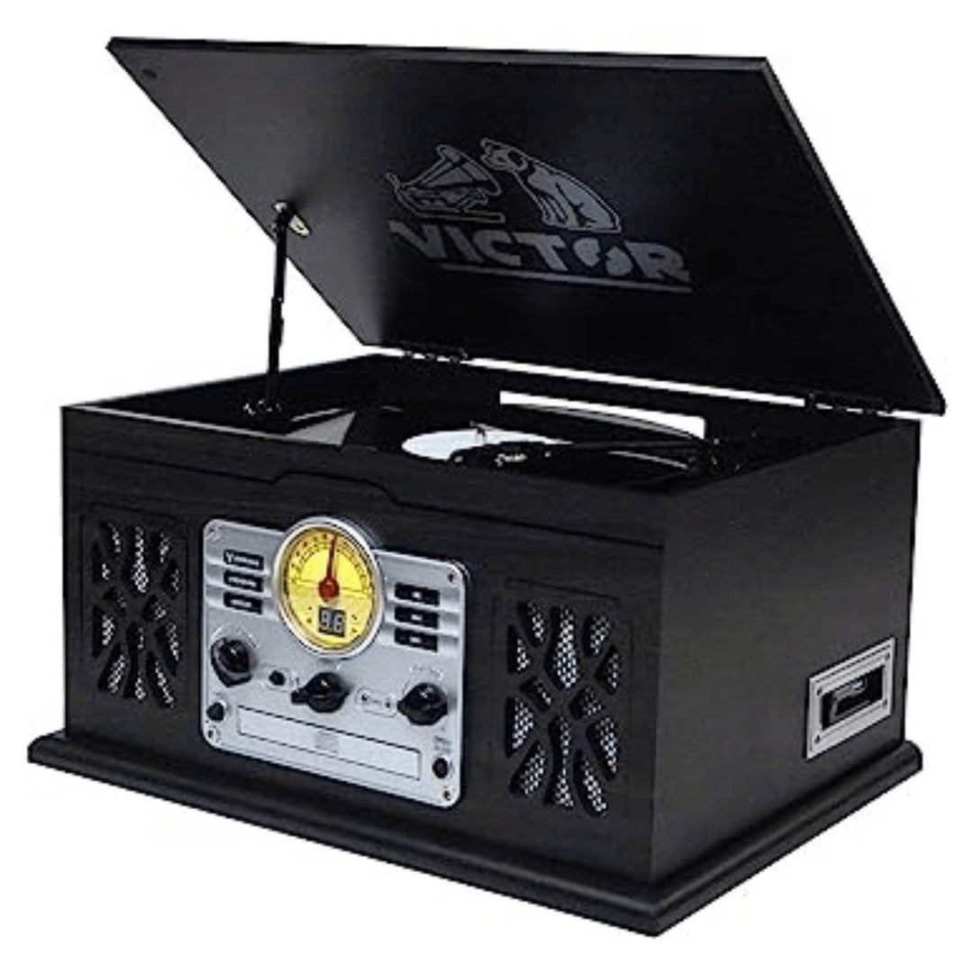 Victor State 7-in-1 Wood Music Center with 3-Speed Turntable and Dual Bluetooth Image 4