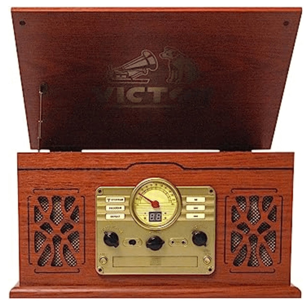 Victor State 7-in-1 Wood Music Center with 3-Speed Turntable and Dual Bluetooth Image 4