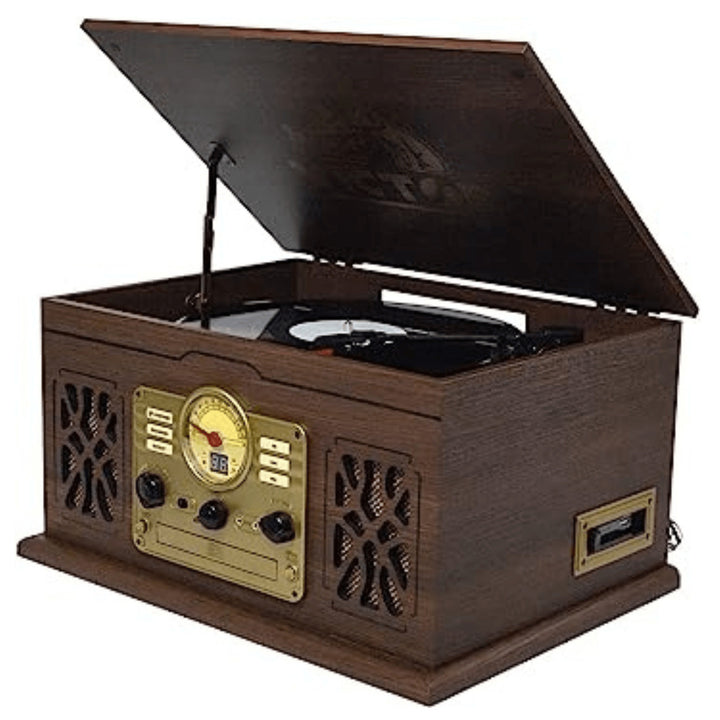 Victor State 7-in-1 Wood Music Center with 3-Speed Turntable and Dual Bluetooth Image 9