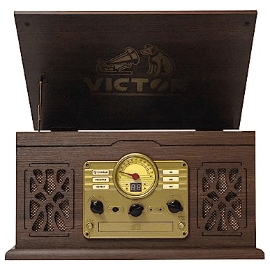 Victor State 7-in-1 Wood Music Center with 3-Speed Turntable and Dual Bluetooth Image 12