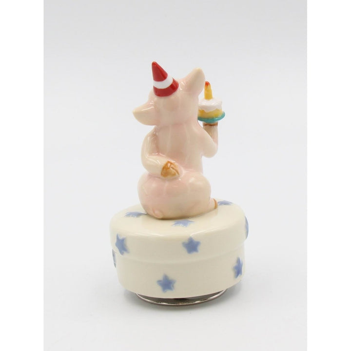 Happy Birthday Ceramic Pig Music Box 3x3x4 875 Image 3