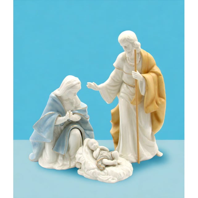 Porcelain Nativity Set of 3 Joseph Mary Baby Jesus Home Gift Image 2